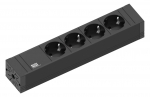Toitepaneel 4 kohta Schuko 2.0m 268x53x52mm, k&otilde;rvadega must