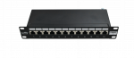 Paneel RJ45 Cat6 12 port varjestatud 10 tolli kaablihoidjaga must