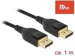 DisplayPort kaabel 1.0m, kullatud, kolmekordne varje, 8K Ultra HD (7680x4320@60Hz), must