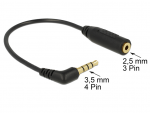 3.5mm &uuml;leminek (M) 4pin 90&deg; nurgaga - (F) 3pin 0.2m, must