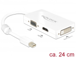&Uuml;leminek Mini DisplayPort (M) - HDMI (F), VGA (F), DVI (F) 2K@60Hz 0.24m, valge