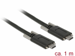 USB-C kaabel 1.0m, USB 3.1 10Gbps, must, k&uuml;lgedel kruvid