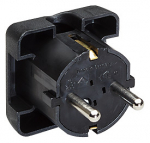 Toitepistik CEE7/7, 16A / 250V, maandusega, lame/nurgaga, must