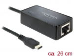 V&otilde;rgukaart: USB-C - RJ45 10/100/1000Mbps, ASIX, Auto MDI-X, must