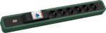 Toitepaneel 6 x Schuko 2.0m, rikkevoolukaitsmega, 516x64x45mm, must/roheline