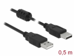 USB 2.0 kaabel A - A 0.5m, ferriidiga, must