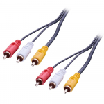 3xRCA kaabel 7.5m, must, PREMIUM
