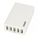 USB 2.0 hub: 5 porti, 100-240V, 18A/40W, toitekaabel C7 1.5m, valge
