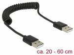 USB 2.0 kaabel A - A spiraalkaabel 0.2 - 1.0m, must