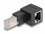 Adapter RJ45 (M) nurgaga - RJ45 Cat6a (F) varjestamata, must