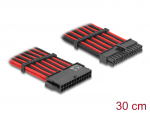 Toitekaabel ATX 24 pin (M) - 24 pin (F), 18 AWG, 0.3m, punane/must