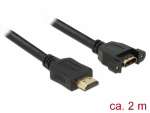 HDMI pikenduskaabel paneelile HDMI-A (M) - HDMI-A (F), 4K 30Hz, 2.0m, must