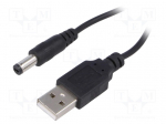 USB 2.0 kaabel A - DC 2.1mm - 5.5mm 0.8m, 30V, 5A, must