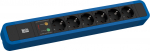 Toitepaneel 6 kohta Schuko 2.0m, &uuml;lepingekaitse, 441x64x45mm, must/sinine