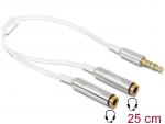 Adapter 3.5mm 4pin (F) - 2x3.5mm 4pin (M) 0.25m, valge