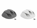 Juhtme hoidik 3-le kaablile (6tk), isekleepuv, hall/valge