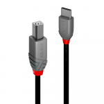 USB-C kaabel C - B, 3.0m, USB 2.0, 10Gbps 5A, ANTHRA