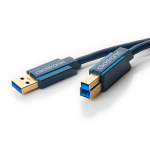 USB 3.0 kaabel A - B 0.5m, kullatud, OFC, topeltvarjega, tumesinine