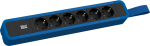 Toitepaneel 6 x Schuko 2.0m, rihmaga, 389x64x45mm, must/sinine