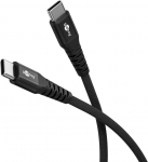 USB-C kaabel 3.0m, metallist pistik, pehme tekstiil kattega, must, 480 Mbit/s