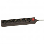 Maandusega pikendusjuhe 6 osa / 5.0m, max 3500W, must, l&uuml;litiga