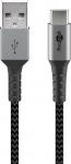 USB-C kaabel C - A 2.0m, metallist pistik, tekstiilist
