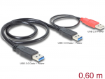 USB 3.0 Y-kaabel A (M) - 2 x A (M), 0.6m