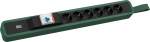 Toitepaneel 6 kohta Schuko 2.0m, rikkevoolukaitsmega, rihmaga, 516x64x45mm, must/roheline