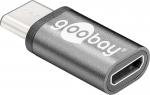 &Uuml;leminek USB-C (M) - USB 2.0 Micro B (F), must metallik