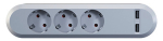Maandusega pikendusjuhe 3 pesa / 5.0m, 2 x USB-A, 245x56x41mm, valge