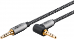 3.5mm kaabel 1.0m, 1x90&deg;, kullatud kontaktid, stereo, tekstiilist