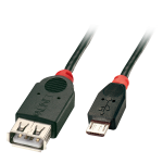 USB 2.0 pikenduskaabel A - Micro B 0.5m, must
