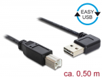 USB 2.0 kaabel A - B nurgaga 0.5m, Easy USB, must