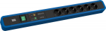 Toitepaneel 6 kohta Schuko 2.0m, l&uuml;litiga, &uuml;lepingekaitse, v&otilde;rgu-ja sagedusfiltriga, 559x64x45mm, must/sinine