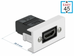 Easy 45 moodul: HDMI (F) - (F) 22.5mm x 45mm