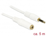 3.5mm pikenduskaabel 5.0m, 4pin, toetab IPhone, IPad, IPod, valge