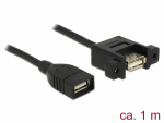 USB 2.0 pikenduskaabel paneelile USB2.0 (F) - USB 2.0 (F), 1.0m, must