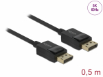 DisplayPort kaabel 0.5m, kullatud, kolmekordne varje, 8K (7680x4320@60Hz), coaxial, must