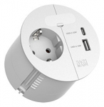 Pistikupesa Loop in 1 x CEE7/3, 1 x USB-A, 1 x USB-C 2.0m, valge