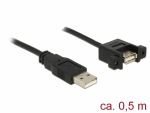 USB 2.0 pikenduskaabel paneelile USB2.0 (M) - USB 2.0 (F), 0.5m, must