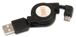 USB 2.0 kaabel A - Micro B 0.8m roteeruv, must