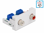 Easy 45 moodul: 2x RCA (F) - Terminal block 22.5mm x 45mm