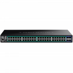 PoE Switch: 48 x 10/100/1000Mbps PoE+, 4 x 10Gbps SFP+, web smart, r&auml;kitav. 740W