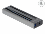 USB 3.0 hub, 13 porti, l&uuml;lititega, metallist korpus
