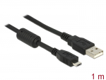 USB 2.0 kaabel A - Micro A 1.0m, must, kaameratele