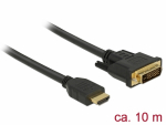 HDMI - DVI-D Dual Link kaabel 10.0m, kullatud 2560x1600@60Hz, (sign suund HDMI <> DVI) t&ouml;&ouml;tab m&otilde;lemas suunas