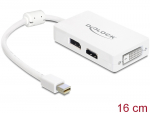 &Uuml;leminek Mini DisplayPort (M) - HDMI (F), DisplayPort (F), DVI (F) 2K@60Hz 0.24m, valge