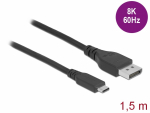 USB-C - Displayport kaabel 1.5m, 8K@60hz, Bidirectional - m&otilde;lemasuunaline, must,