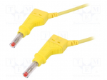 Testrijuhe, 32A 4mm banana plug, 2m, kollane