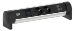 Toitepaneel Cycle Desk 2 x CEE7/3, 1 x USB-A, 1 x USB-C, 329x65x80mm, must/hall